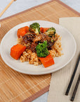 Honey Soy Chicken w/ Roasted Carrots, Broccoli & Brown Rice, gluten free, lactose free 