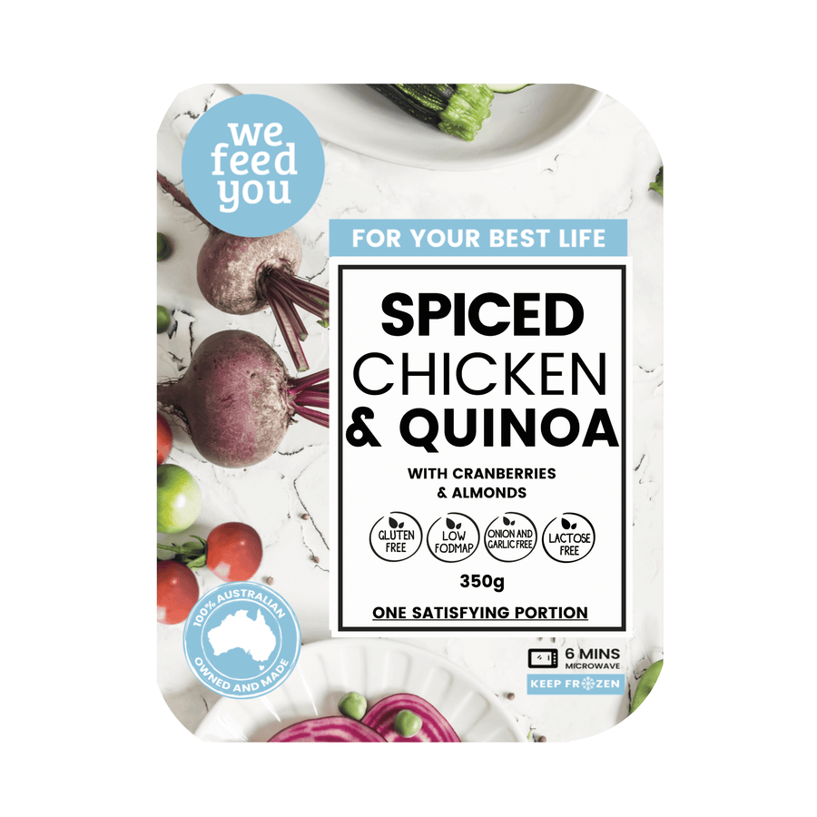 Spiced Chicken and Quinoa 350g. Gluten free, low FODMAP, onion and garlic free, lactose free. 