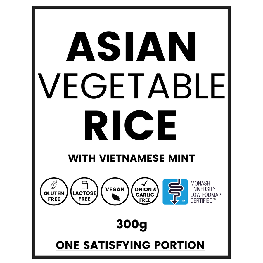 AsianVegetablesw_BrownRice_Ginger_VietnameseMint300gWeFeedYou.GlutenFree_LactoseFree_Vegan_Onion_GarlicFree.