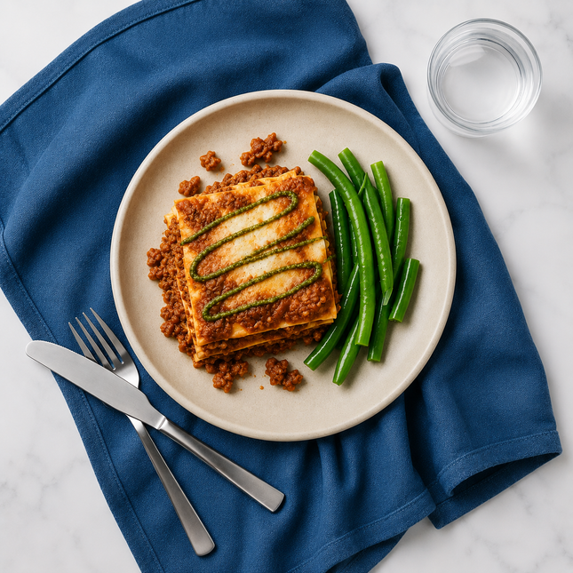 Beef Lasagne w/ Green Beans