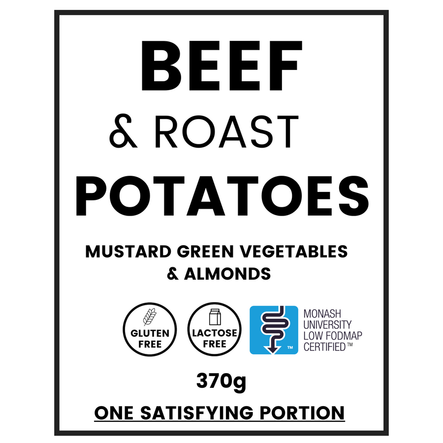 Beefw_RoastPotatoes_MustardGreenVegetables_Almonds_GlutenfreeandLactosefree_LOWFODMAP.370gbyWeFeedYou