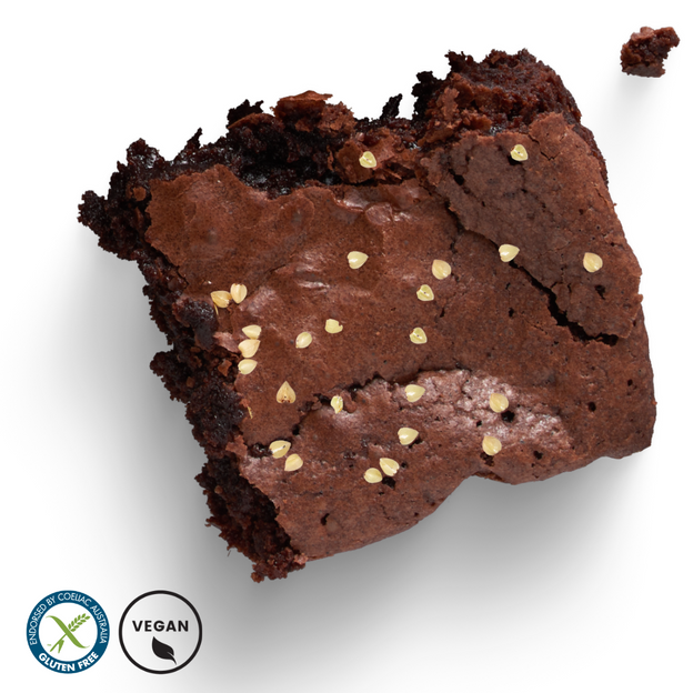Gluten-free, vegan, Low FODMAP chocolate brownie single serve.