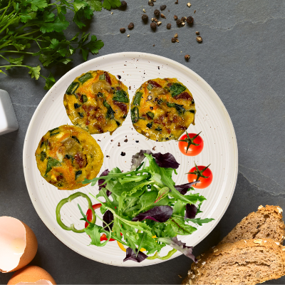 Gluten-free, Low FODMAP Mediterranean mini muffins served with salad.