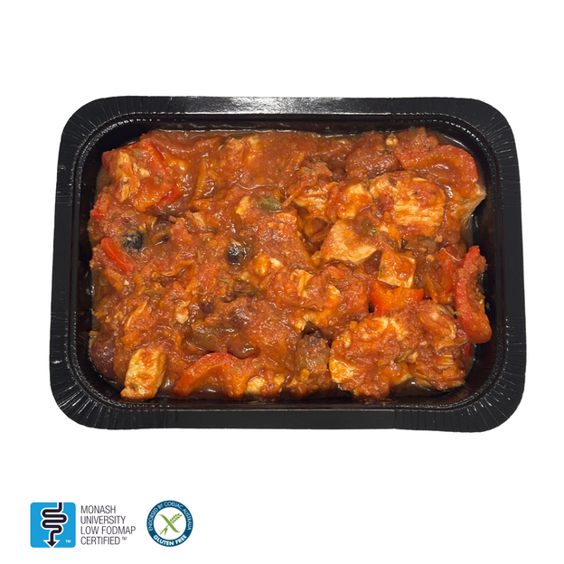 Italian baked  free range chicken (450g, serves 2) in tray - high protein, low FODMAP, gluten free.