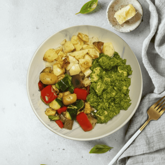 Pesto Chicken with Roasted Vegetables