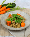  Jamaican Chicken w/ Lime Rice, Roasted Carrots & Green Beans. 350g. Diabetic friendly