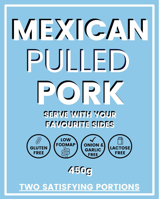 Mexican pulled pork ready meal for two, gluten free and low FODMAP