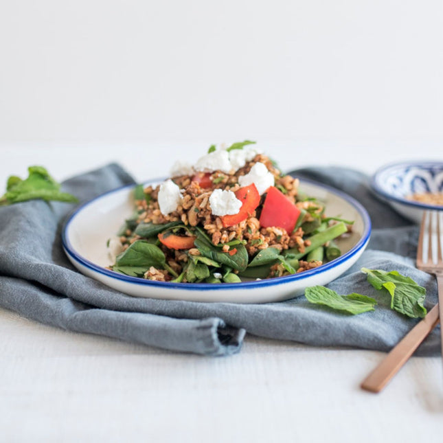 Middle Eastern Beef on plate. This 350g serve meal is LOW FODMAP, GLUTEN FREE, onion & garlic free.