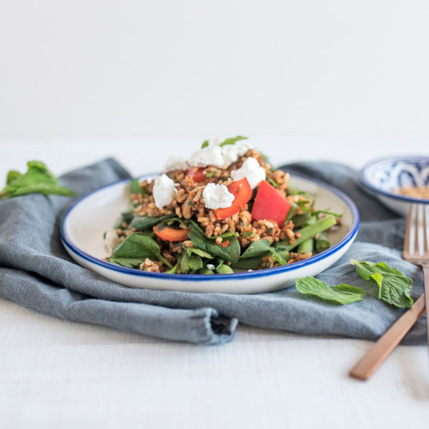 Middle Eastern Beef on plate. This 350g serve meal is LOW FODMAP, GLUTEN FREE, onion & garlic free.
