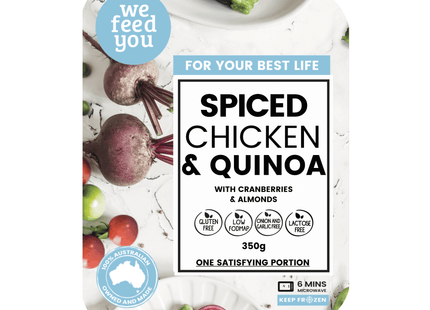 Spiced Chicken and Quinoa 350g. Gluten free, low FODMAP, onion and garlic free, lactose free. 